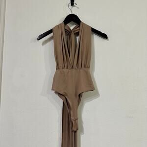 TOBI Tan Wrap Around Bodysuit